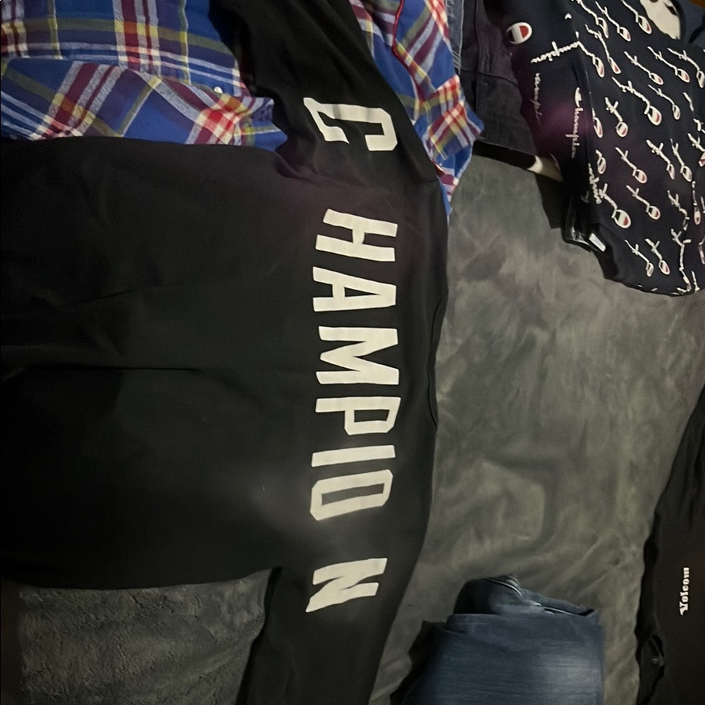 Champion Black Crewneck with White Lettering